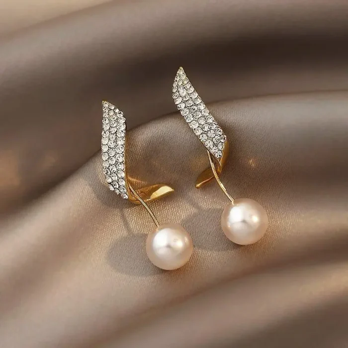Gold Pearl Earrings - Image 2