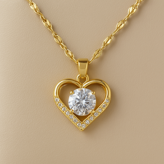 Gold Diamond Heart Necklace