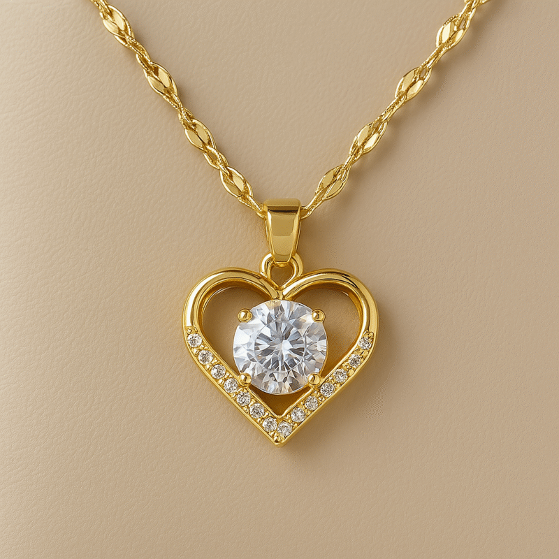 Gold Diamond Heart Necklace
