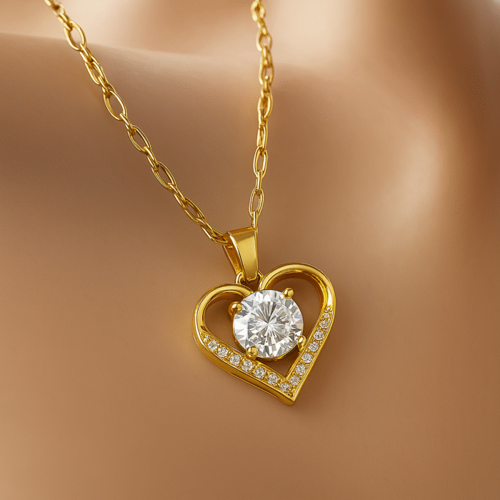 Gold Diamond Heart Necklace - Image 2